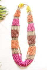 Multi Shades Layered Handmade Beaded Necklace