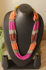 Multi Shades Layered Handmade Beaded Necklace