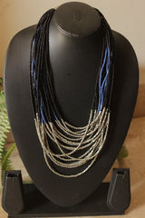 Purple and Siilver Beads Multi-Layer Handmade Beaded Necklace