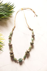 Sea Green Raw Cut Natural Stones Necklace with Adjustable Length
