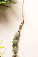 Sea Green Raw Cut Natural Stones Necklace with Adjustable Length