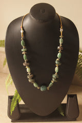 Sea Green Raw Cut Natural Stones Necklace with Adjustable Length