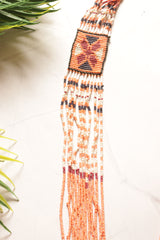 Orange Multi-Layer Beads Hand Beaded Long Necklace Set