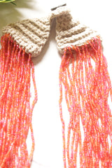 Pink and Orange Glass Beads Hand Beaded Multi-Layer Necklace Set