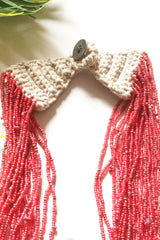 Red Glass Beads Hand Beaded Multi-Layer Necklace Set