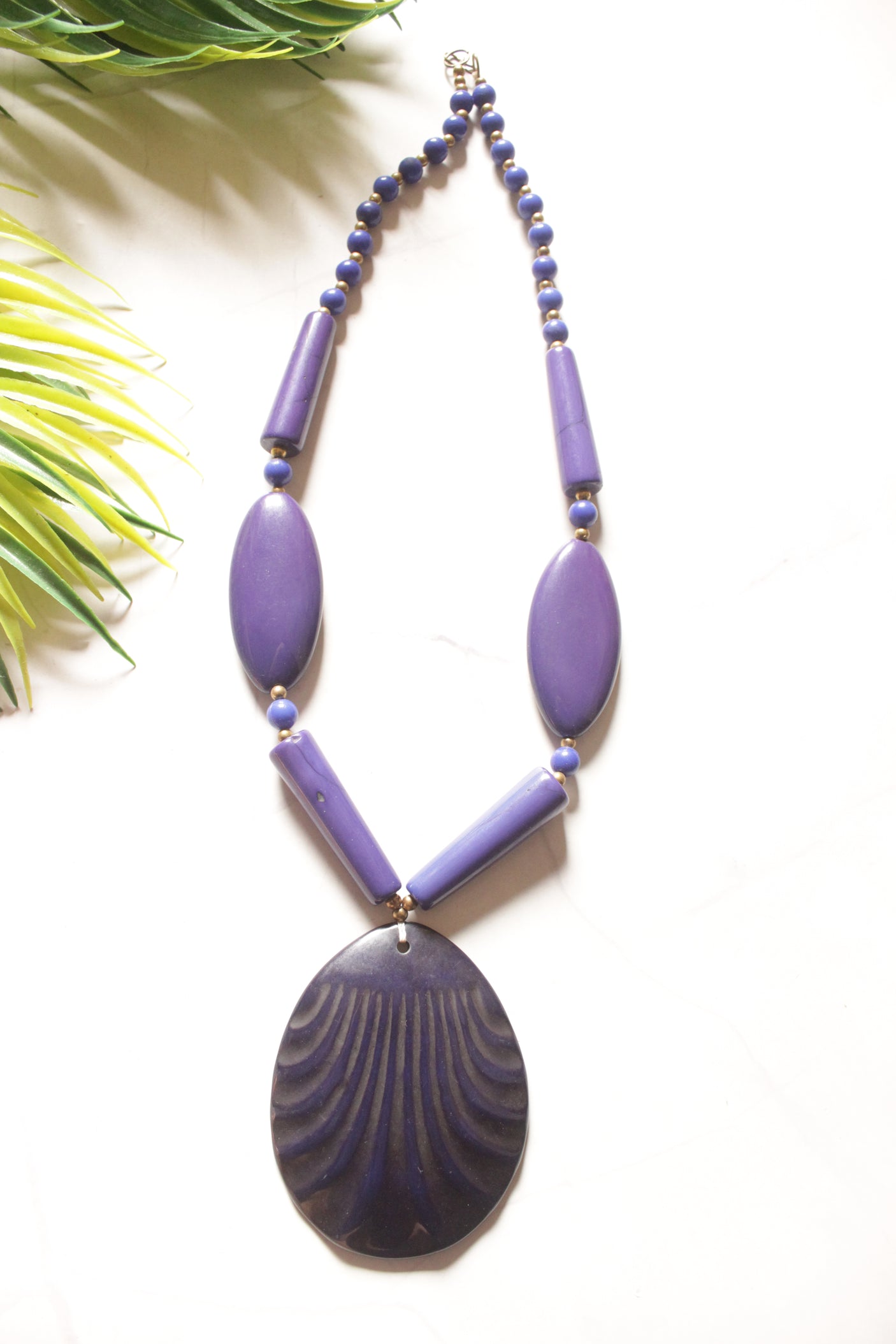 Purple Stones and Beads Necklace