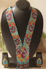 Blue Earthy Multi-Layer Hand Beaded Long Necklace Set