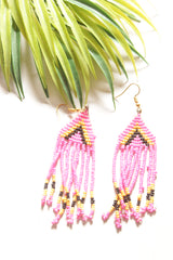 Multi-Color Hand Beaded Long Necklace Set