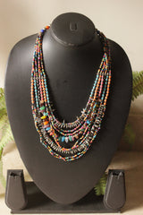 Multi-Layer Beads and Metal Charms Handmade Boho Necklace