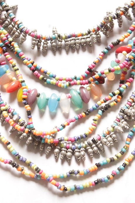 Multi-Layer Beads and Metal Charms Handmade Boho Necklace