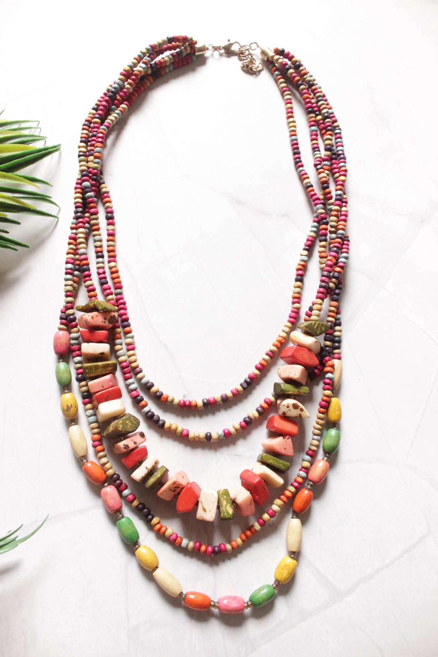 Multi-Layer Wooden Beads Handmade Boho Necklace