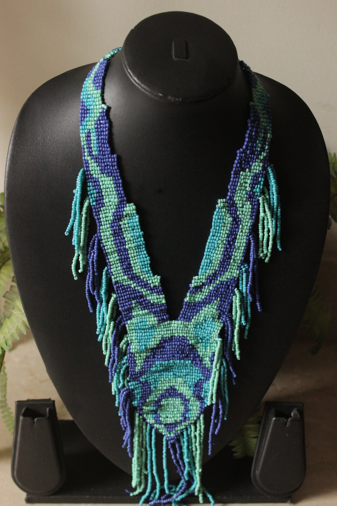 Shades of Blue Braided Beads Necklace