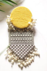 Yellow Fabric and Metal Earrings