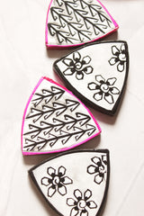 Hand Painted Flower Motifs Wire Closure Terracotta Clay Handmade Necklace Set