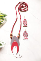 Fish Pendant Handmade Fabric Necklace Set