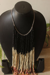 Beads and Metal Chains Statement Handmade Long Boho Choker Necklace