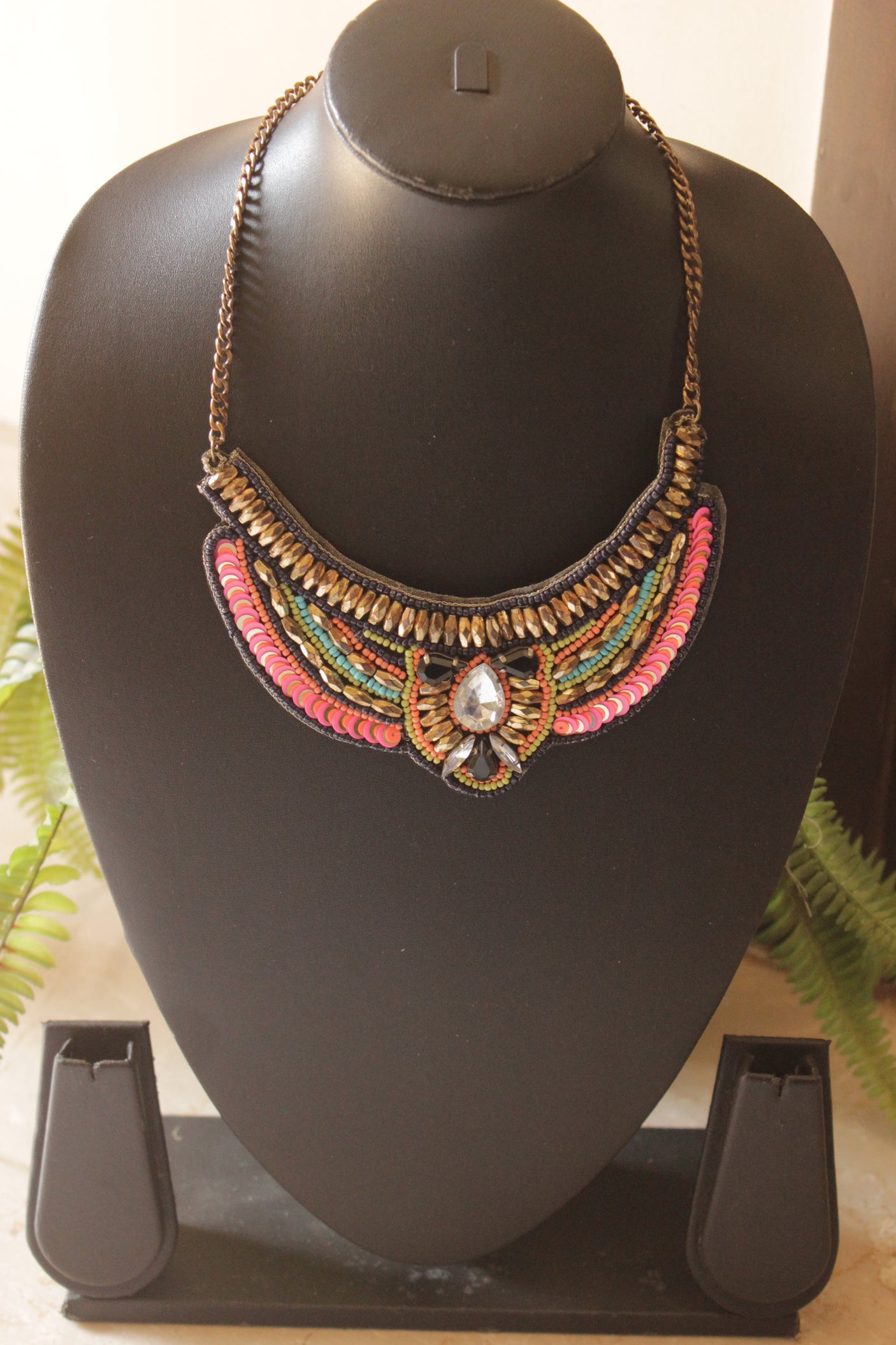 Multi-Color Beads and Metal Charms Boho Necklace