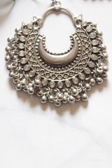 Oxidised Finish Chandbali Earrings