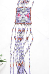 Purple Hand Beaded Long Necklace Set