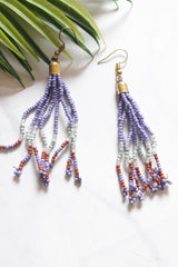 Purple Hand Beaded Long Necklace Set