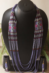 Purple Hand Beaded Long Necklace Set