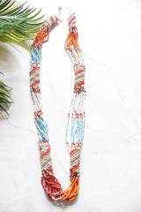 Orange and Blue Twisted Beads Necklace