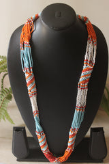 Orange and Blue Twisted Beads Necklace
