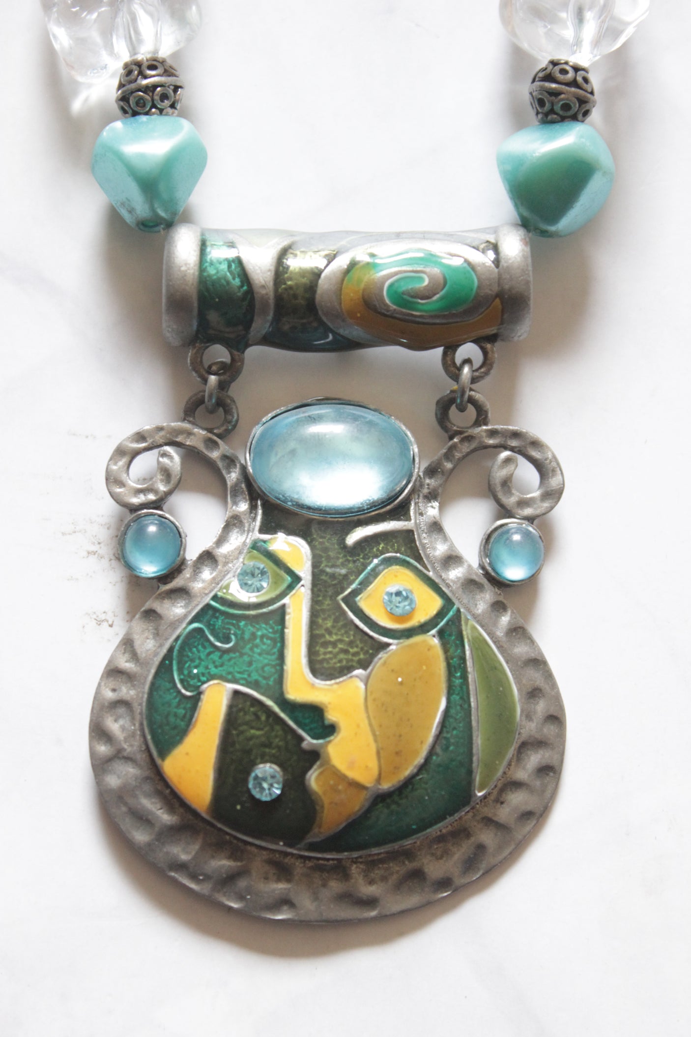 Hand Painted Pendant Boho Necklace