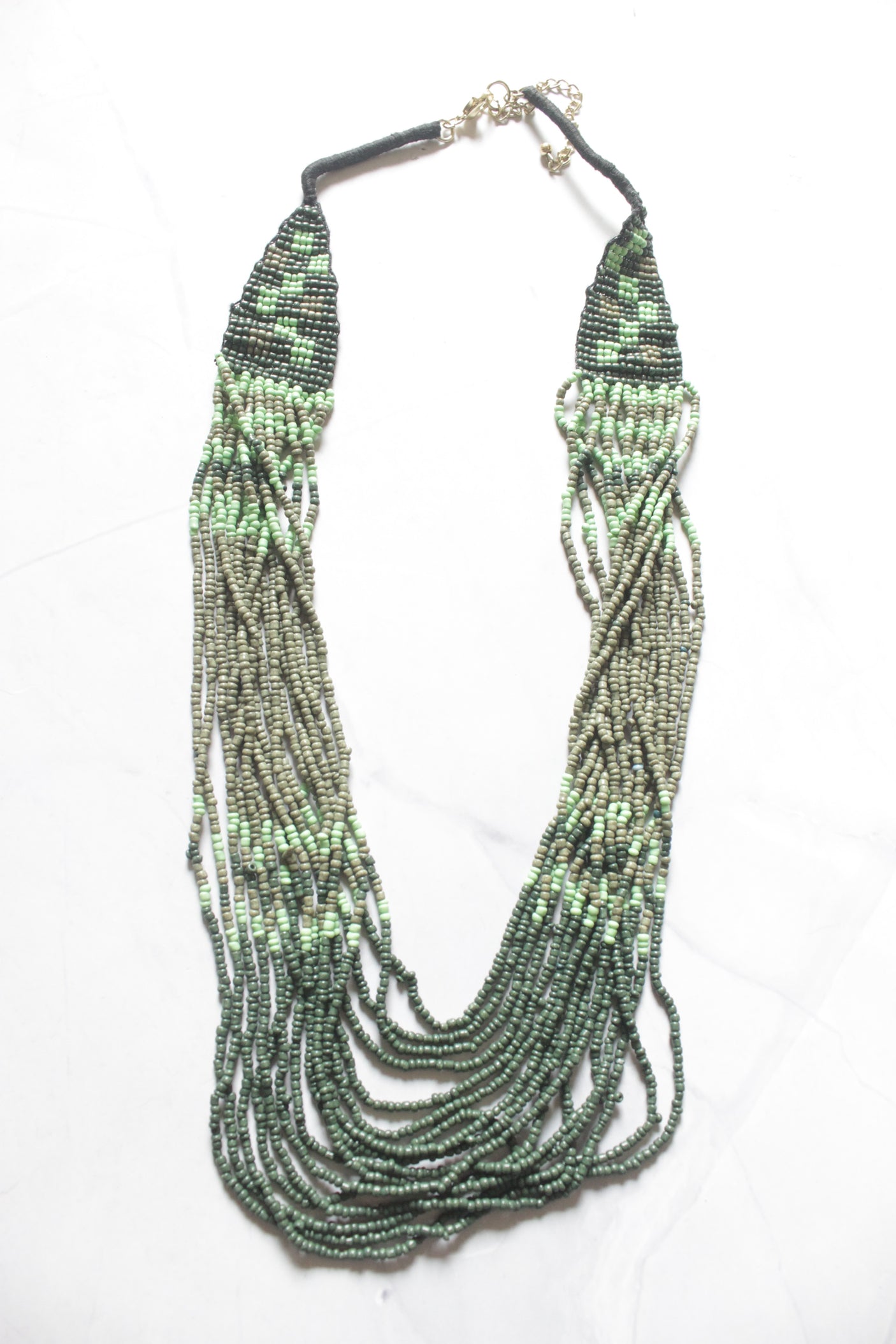 Shades of Green Hand Beaded Necklace