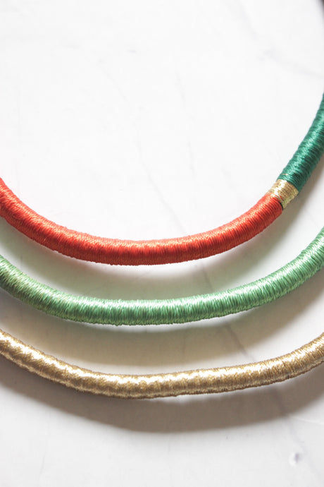 Multi-Color Fabric Threads 3 Layer Boho Necklace