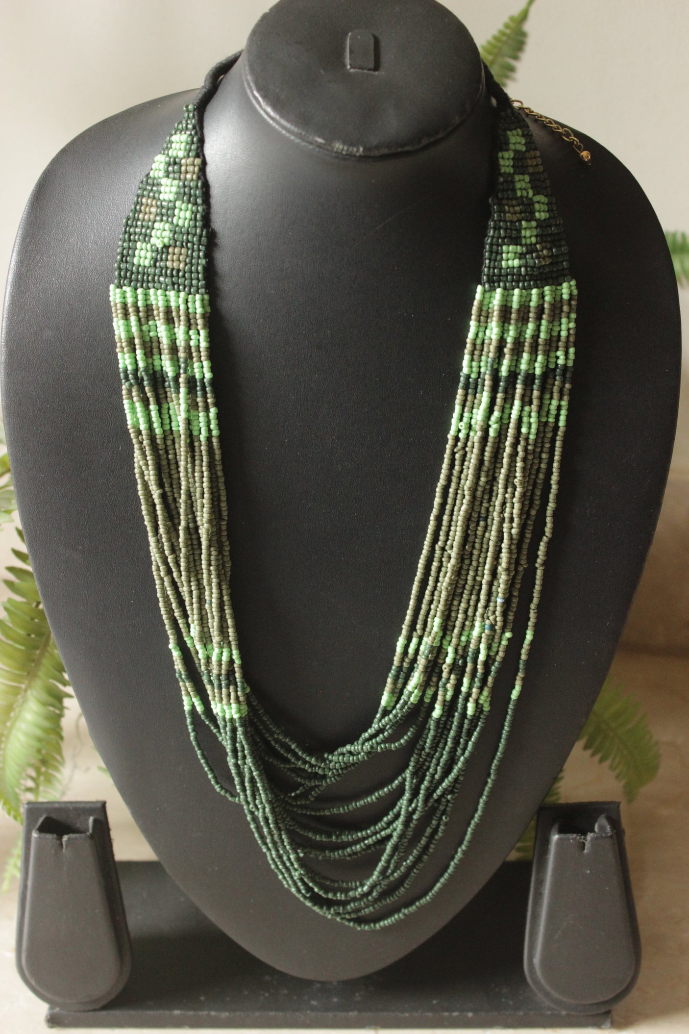 Shades of Green Hand Beaded Necklace
