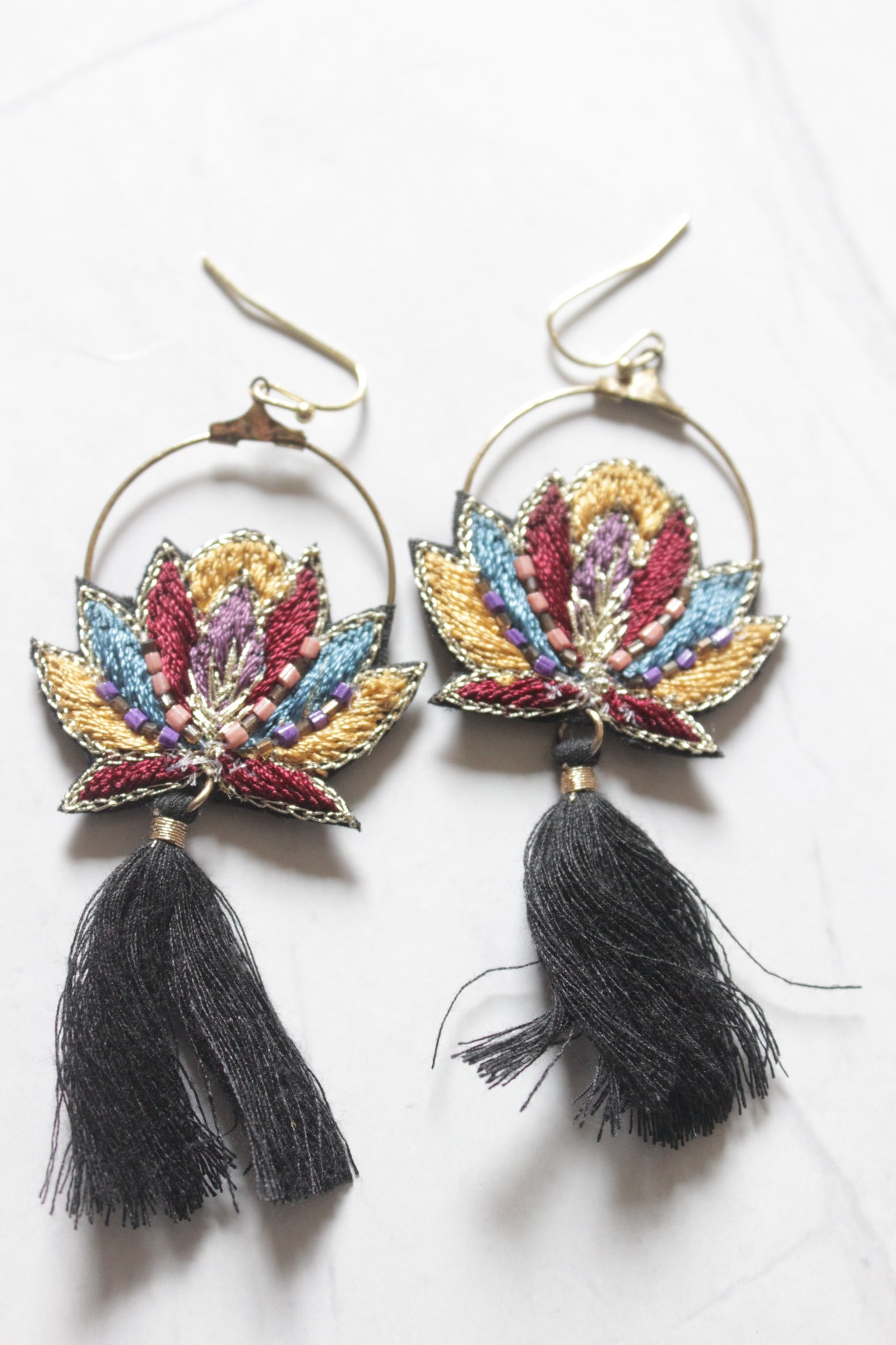 Black and Multi-Color Dangler Earrings
