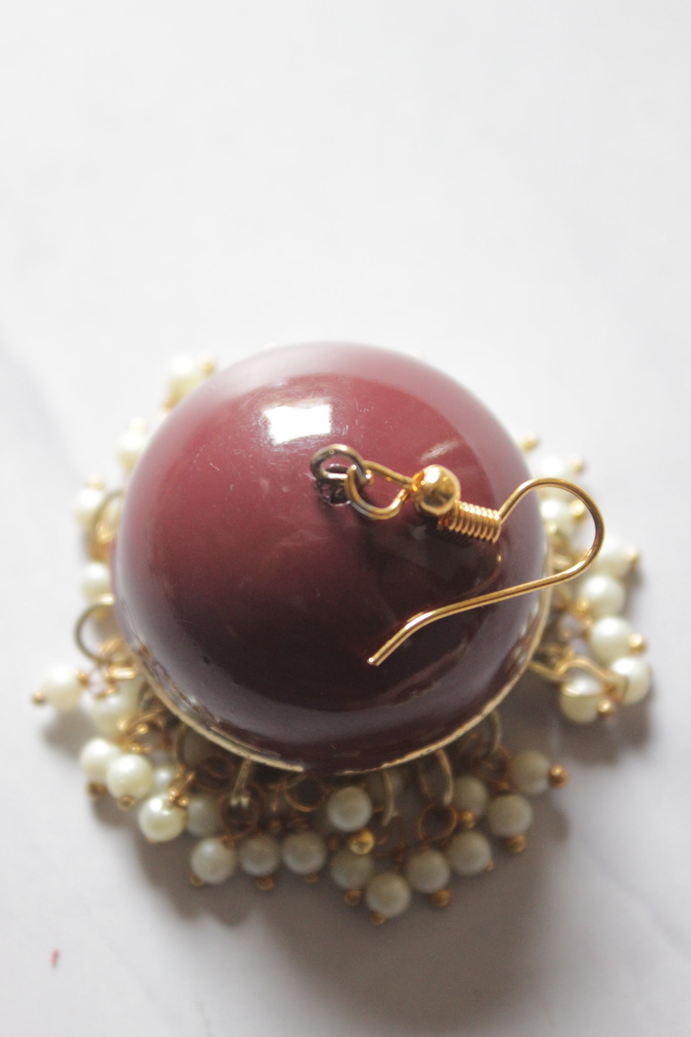 Red Enamel Painted Jhumka Earrings