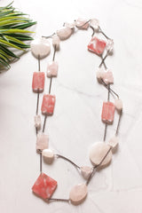 Ivory and Peach Acrylic Beads Chain Necklace