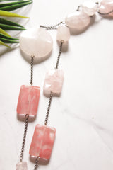 Ivory and Peach Acrylic Beads Chain Necklace