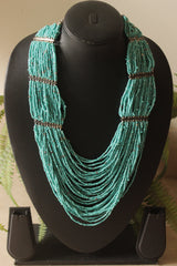 Blue Beaded Multi-Layer Handmade Boho Necklace