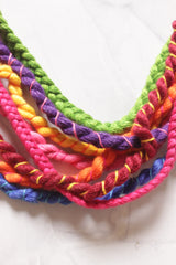 Braided Fabric Threads Vibrant Multi-Layer Handmade Necklace