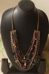 Braided Acrylic Beads and Charms Multi-Layer Handmade Boho Necklace