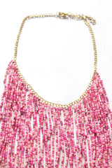 Pink Beads Statement Handmade Long Boho Choker Necklace