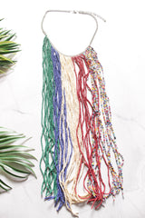 Multi-Color Beads Statement Handmade Long Boho Choker Necklace