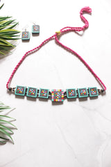 Black & Multi-Color Hand Painted Terracotta Clay Necklace Set
