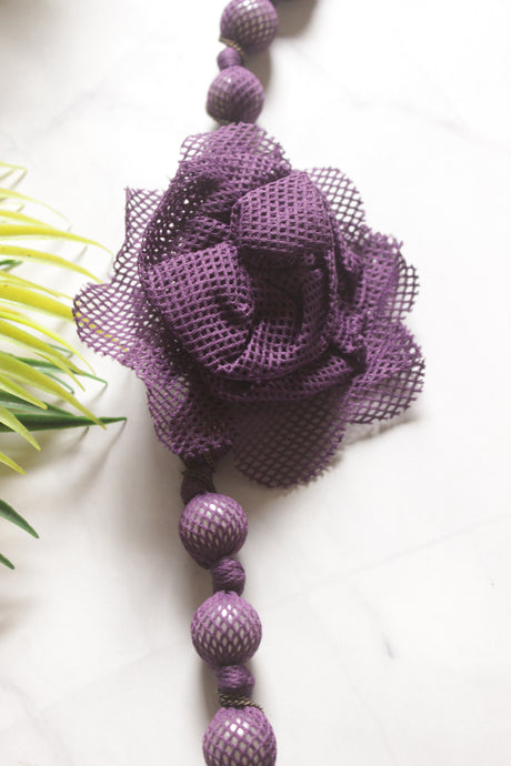 Purple Netted Fabric Queen Necklace