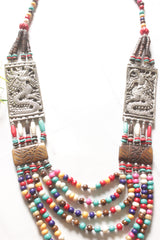 Multi-Color Seed Beads Tibetan Motifs Necklace