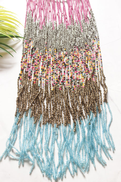 Multi-Color Beads Statement Handmade Long Boho Choker Necklace