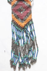 Orange and Turquoise Hand Beaded Boho Necklace