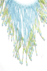 Blue and Green Mini Hand Beaded Boho Necklace