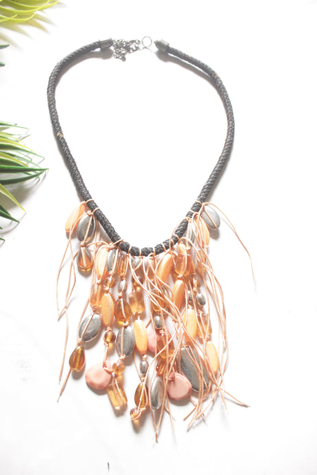 Boho Necklace with Beads, Shells & Tassel Accents