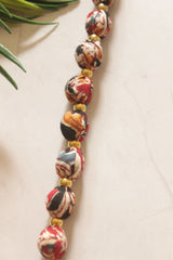 Kalamkari Fabric Beads Handmade Long Necklace