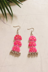 Pink 3 Layer Resin Dangler Earrings
