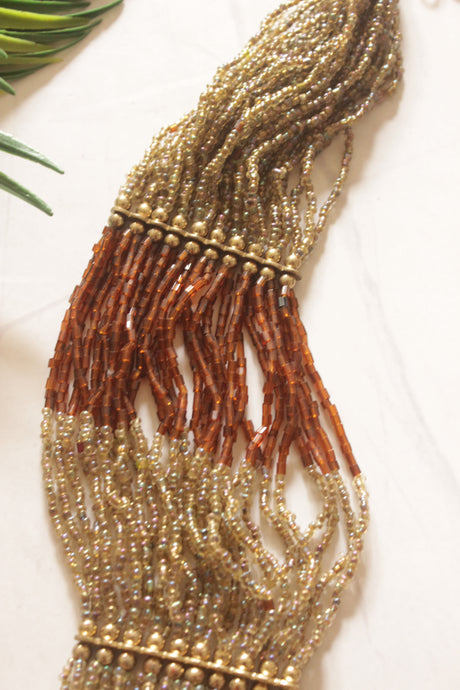 Shades of Brown Multi-Layer Hand Beaded Necklace